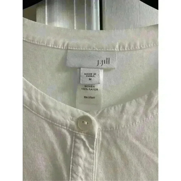 J. jill Womens Medium Modal Blend Half Button Up Roll Sleeve Tab Top - Picture 5 of 6